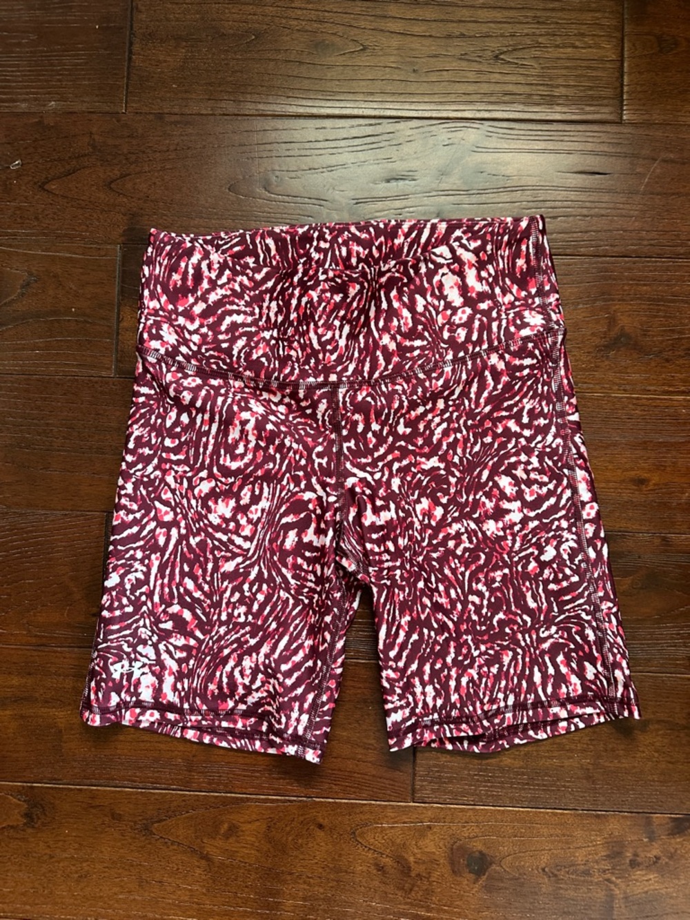 High-Rise Burgundy Print Bike Shorts